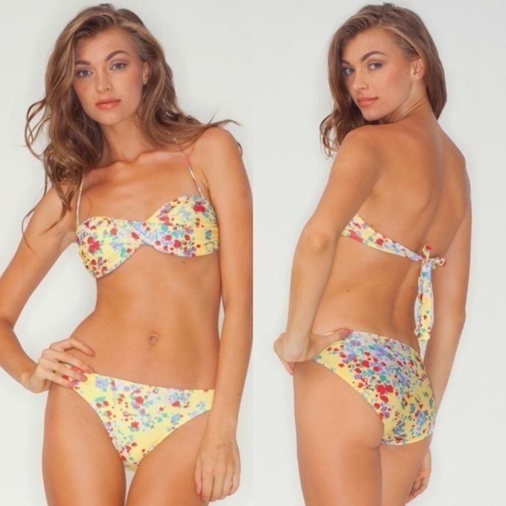 Motel Twister Ditsy Floral Bandeau Bikini